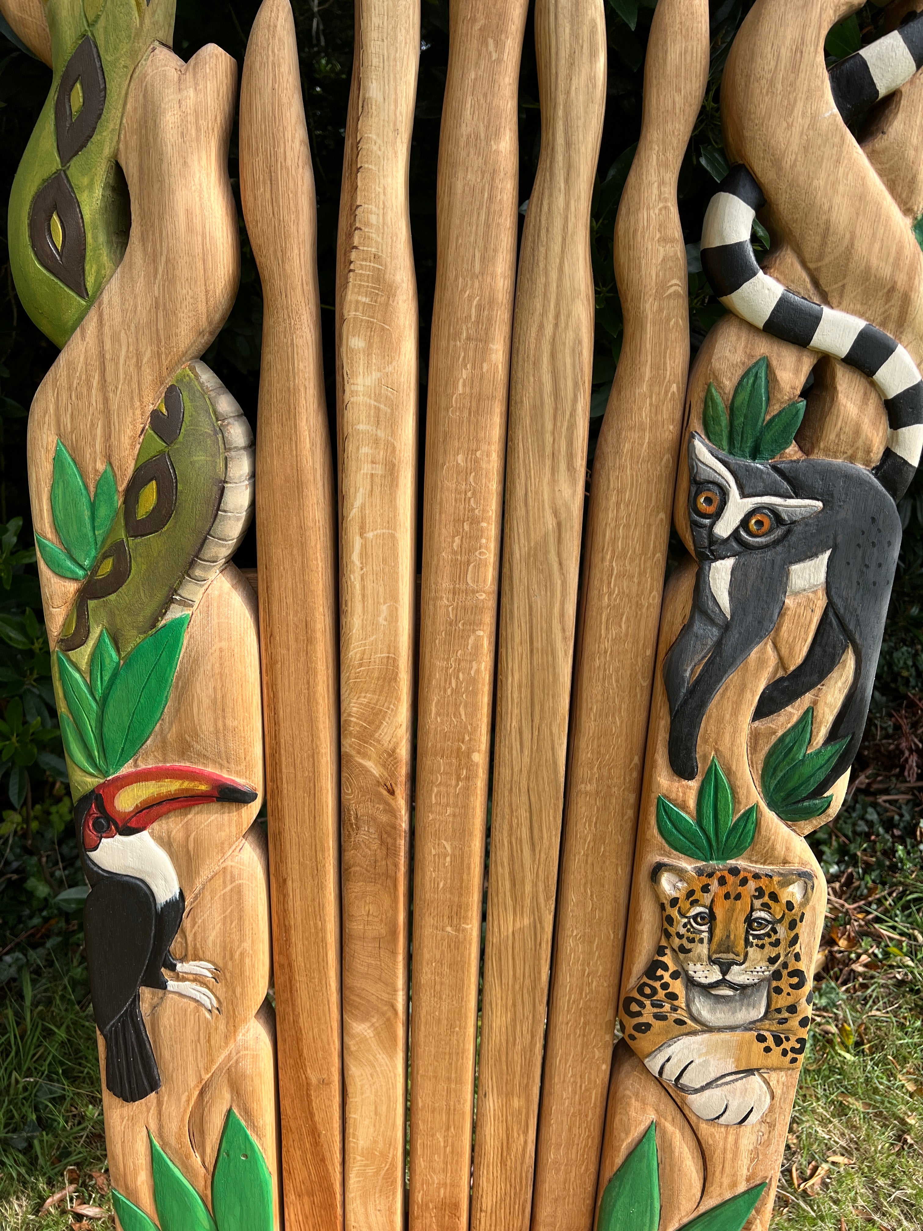 Animal carvings on Amazon Adventure Storyteller Chair