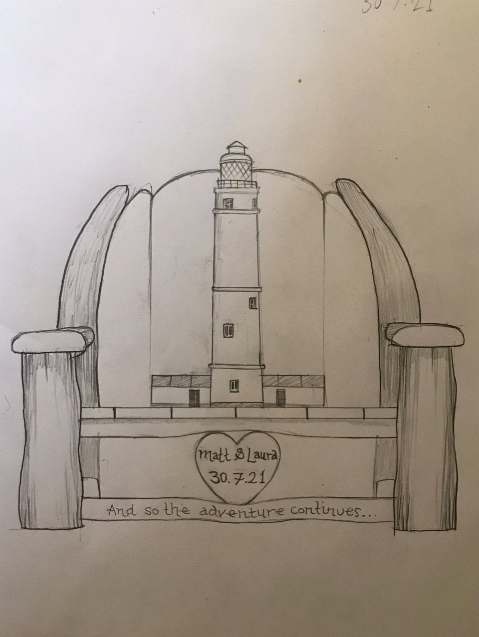 Sketch of garden chair with lighthouse design