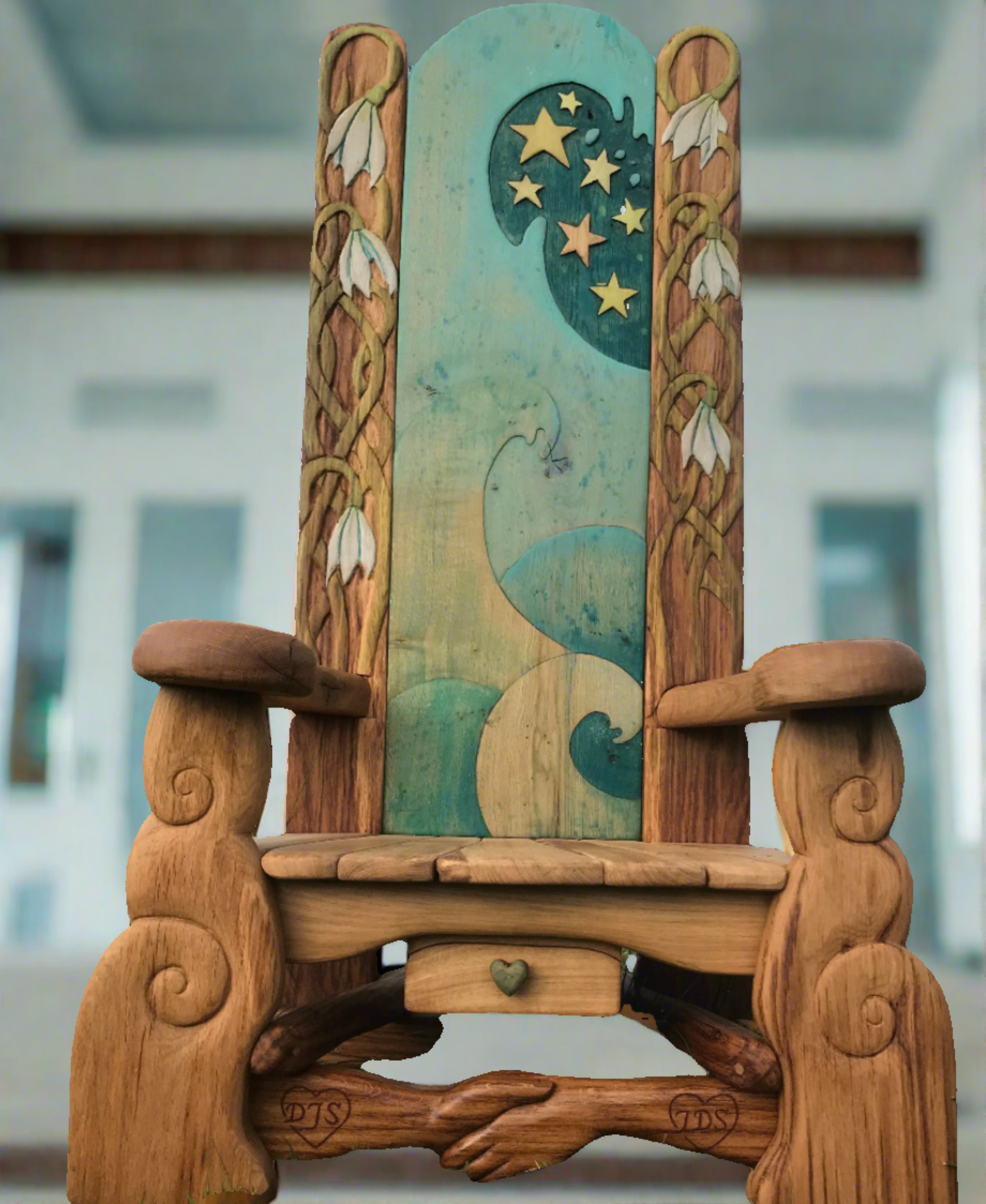 Artistic storytelling chair indoors