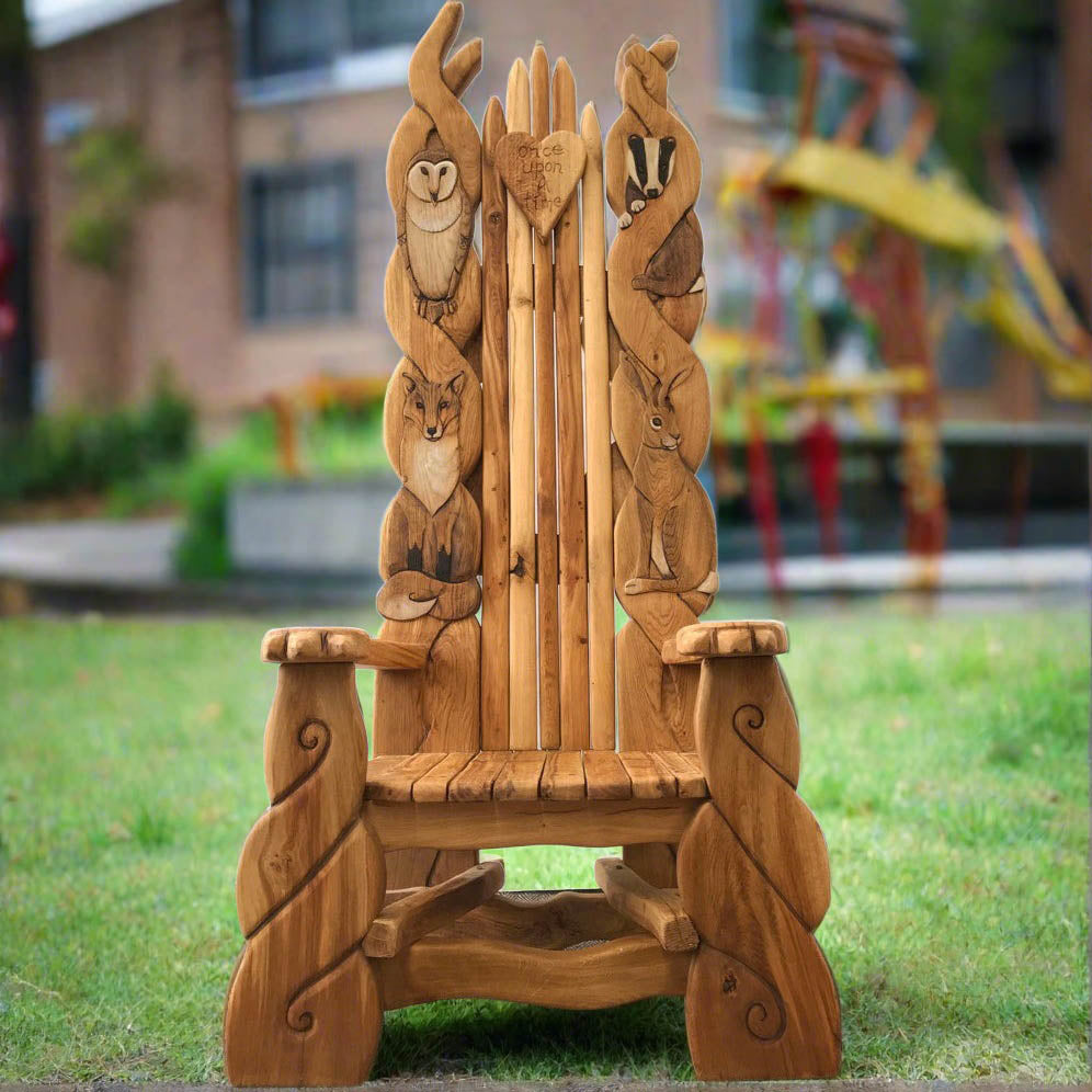 A cozy, handmade story chair for school storytelling"