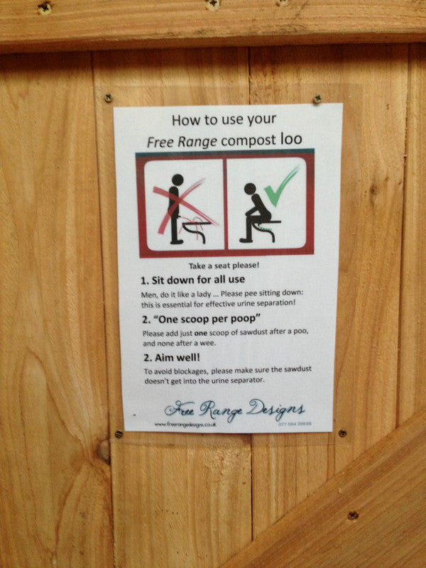 Instructional sign for using compost toilet