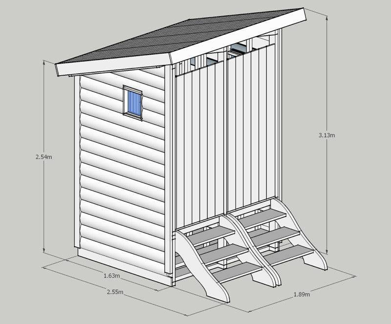 twin compost toilet dimensions