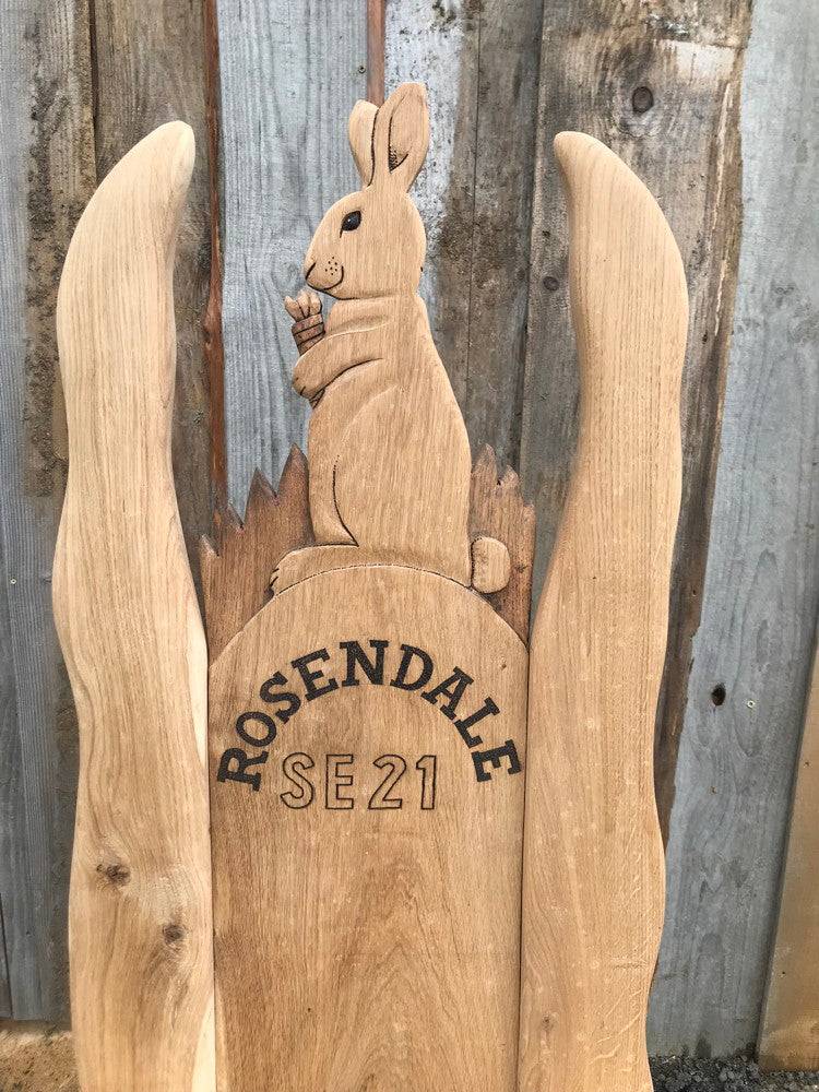 Rosendale SE21 rabbit carved oak chair back