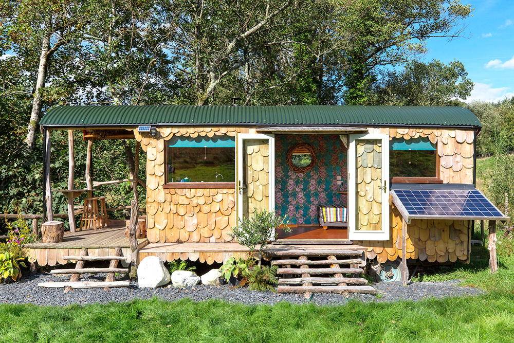 Charming wooden Shepherd's Hut with rustic exterior