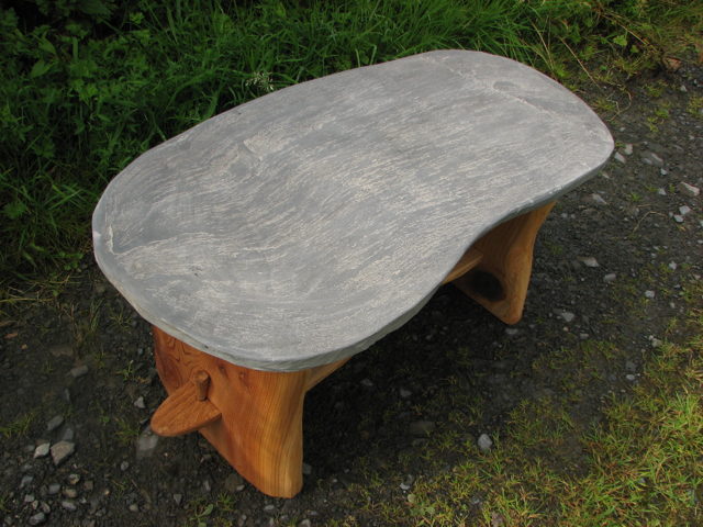 Versatile slate coffee table for garden use