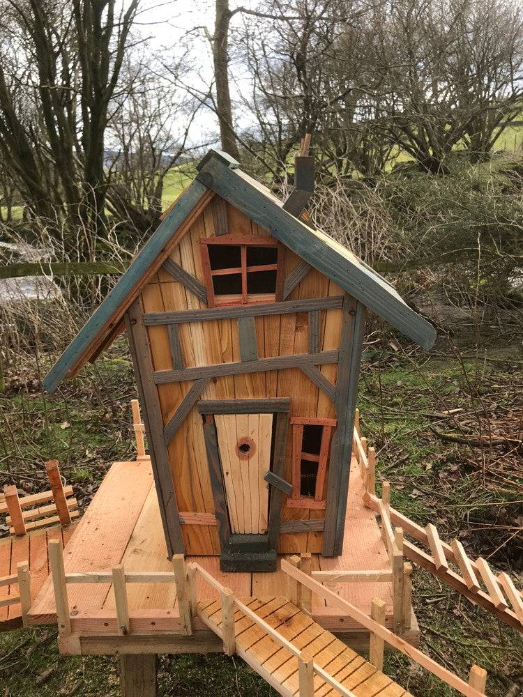 Wooden fairy house with a rustic design